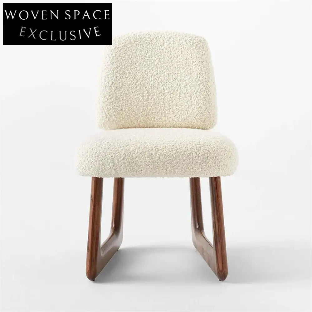 Contemporary Japandi Solid Wood Boucle High Back Dining Chair for Modern Homes