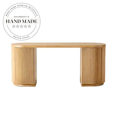 Contemporary Light Oak Oval Solid Wood Executive Office Desk