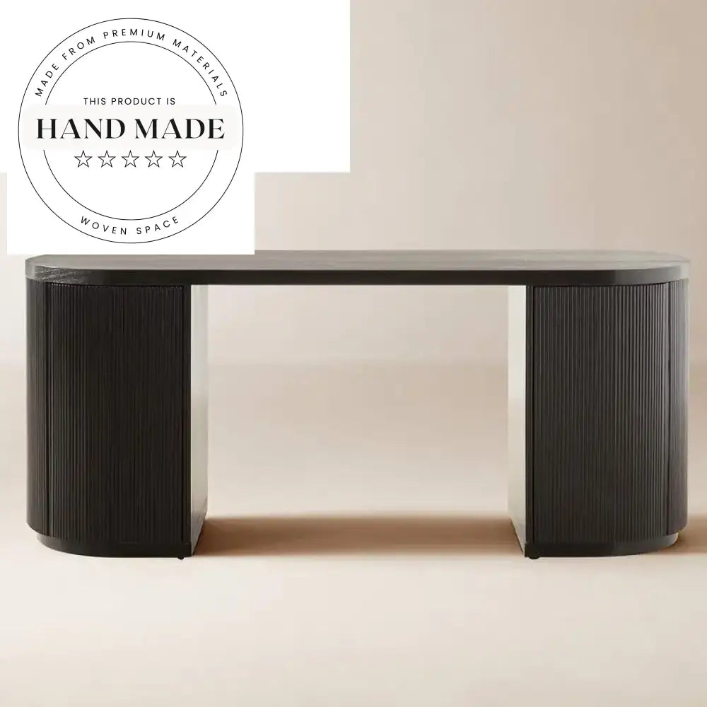 Contemporary Light Oak Oval Solid Wood Executive Office Desk