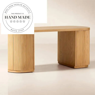 Contemporary Light Oak Oval Solid Wood Executive Office Desk