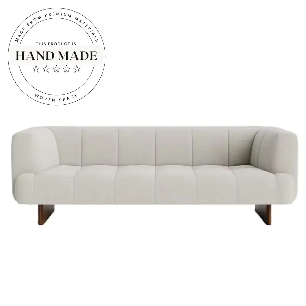 Contemporary Linen Upholstered Modular Sectional with Solid Wood Base Sofa