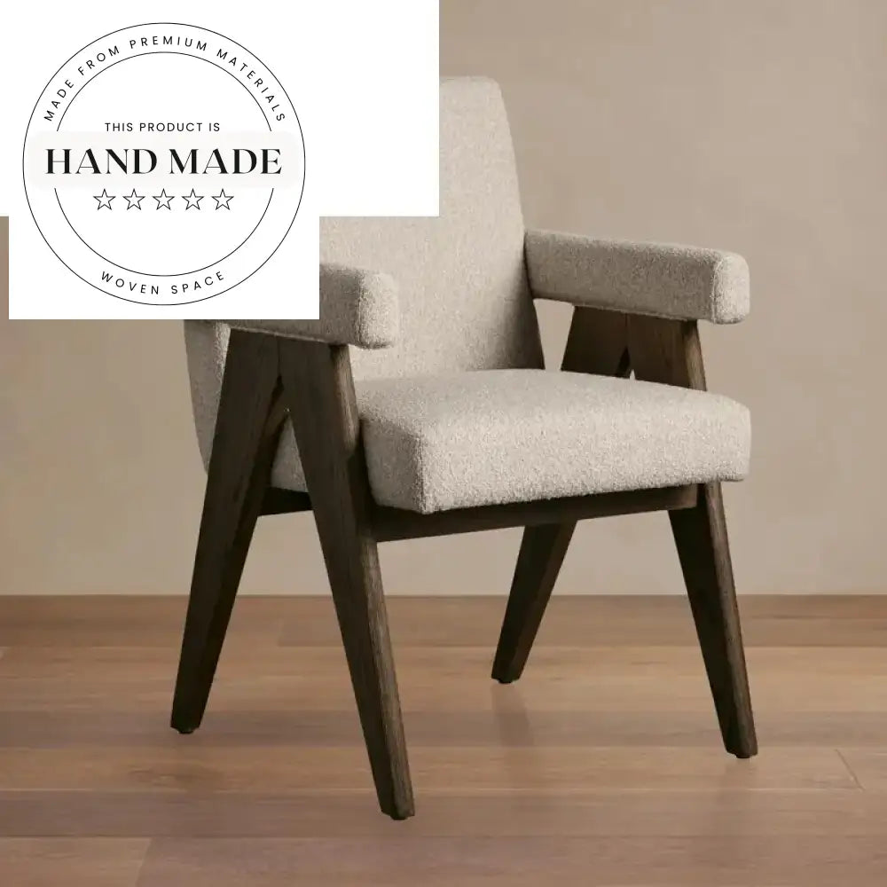 Contemporary Luxury Fabric Armrest Solid Wood Ergonomic Dining Chair