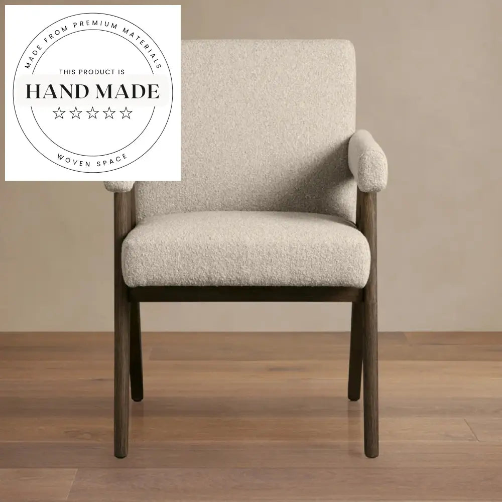 Contemporary Luxury Fabric Armrest Solid Wood Ergonomic Dining Chair