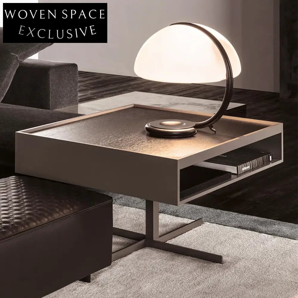 Contemporary Luxury Wood Frame Stainless Steel Accent Nightstand for Bedroom