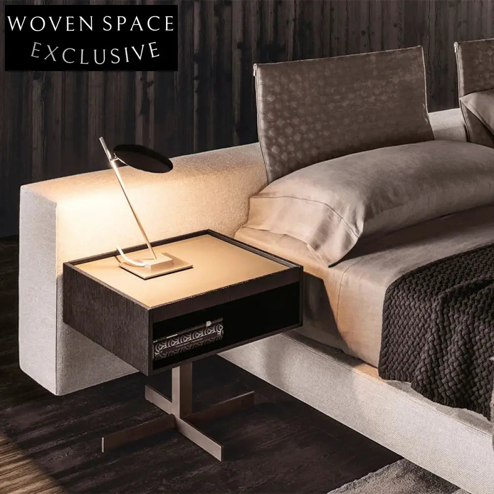 Contemporary Luxury Wood Frame Stainless Steel Accent Nightstand for Bedroom