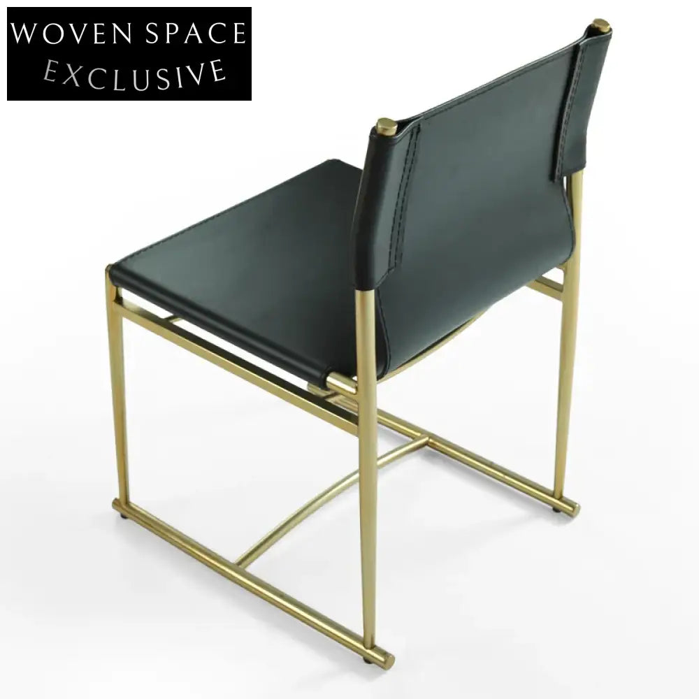 Contemporary Metal Frame Saddle Leather Upholstered Dining Chair for Home