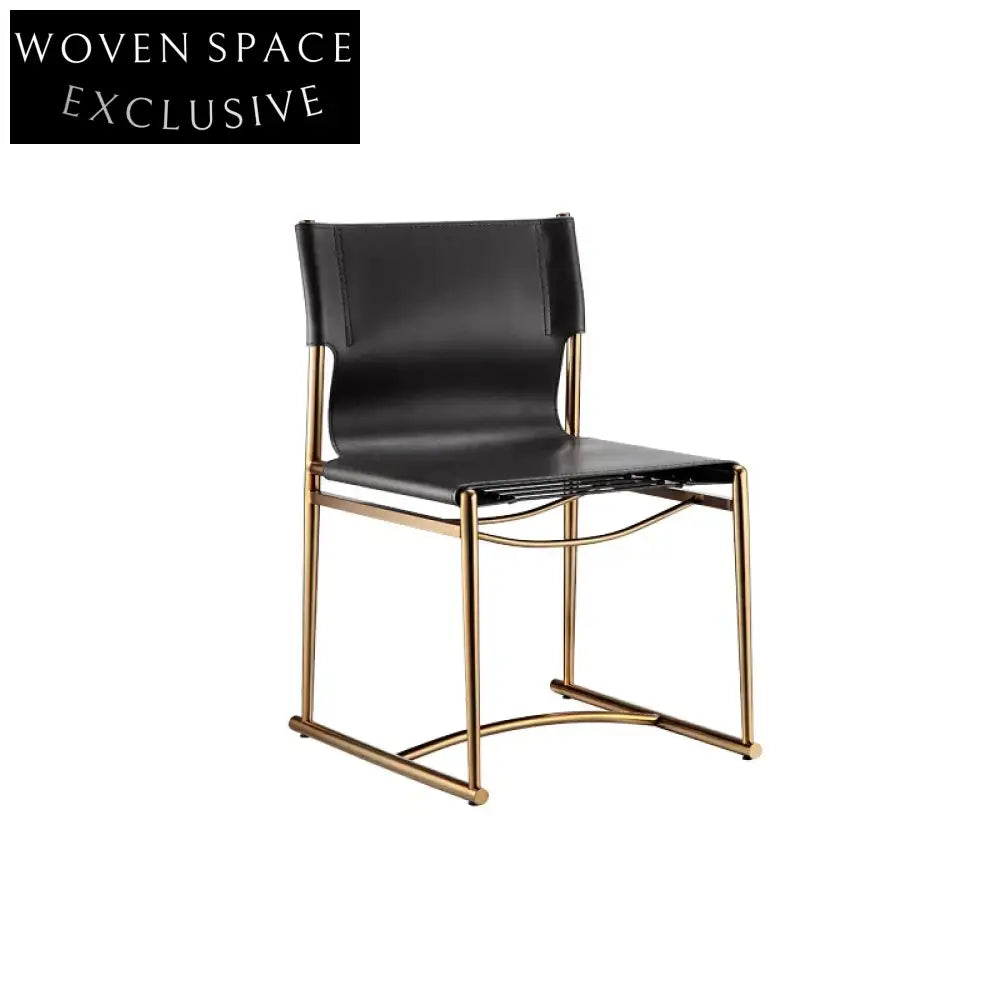 Contemporary Metal Frame Saddle Leather Upholstered Dining Chair for Home