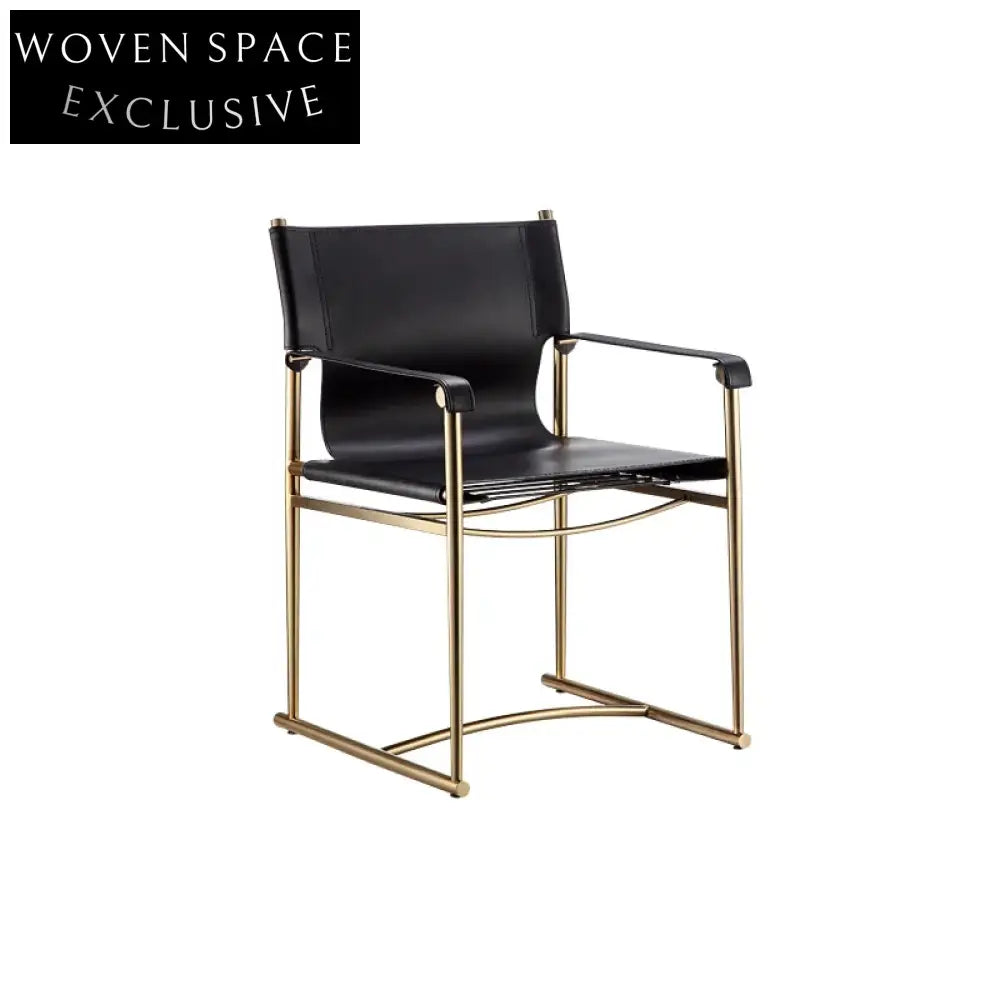 Contemporary Metal Frame Saddle Leather Upholstered Dining Chair for Home