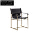 Contemporary Metal Frame Saddle Leather Upholstered Dining Chair for Home