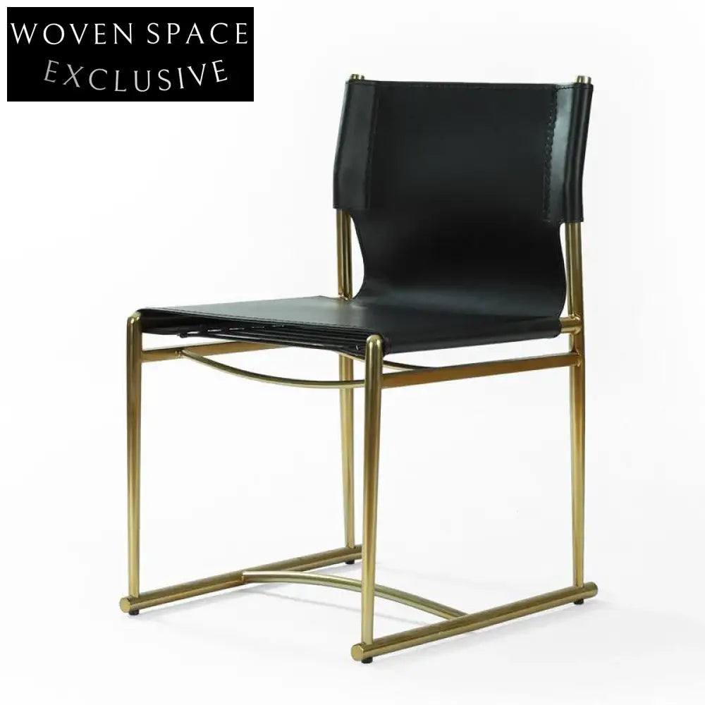 Contemporary Metal Frame Saddle Leather Upholstered Dining Chair for Home