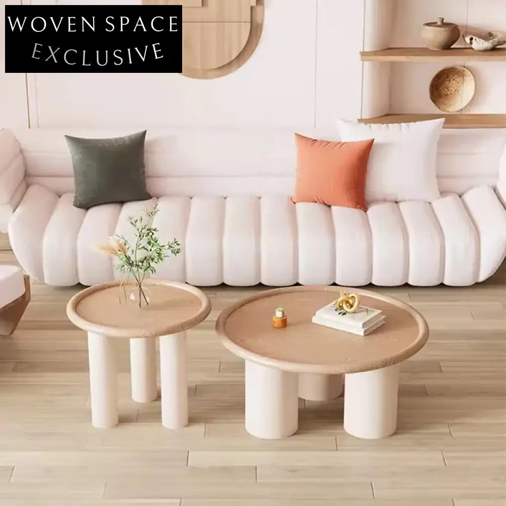 Contemporary Minimalist Ash Wood Round Coffee Table for Modern Living Spaces