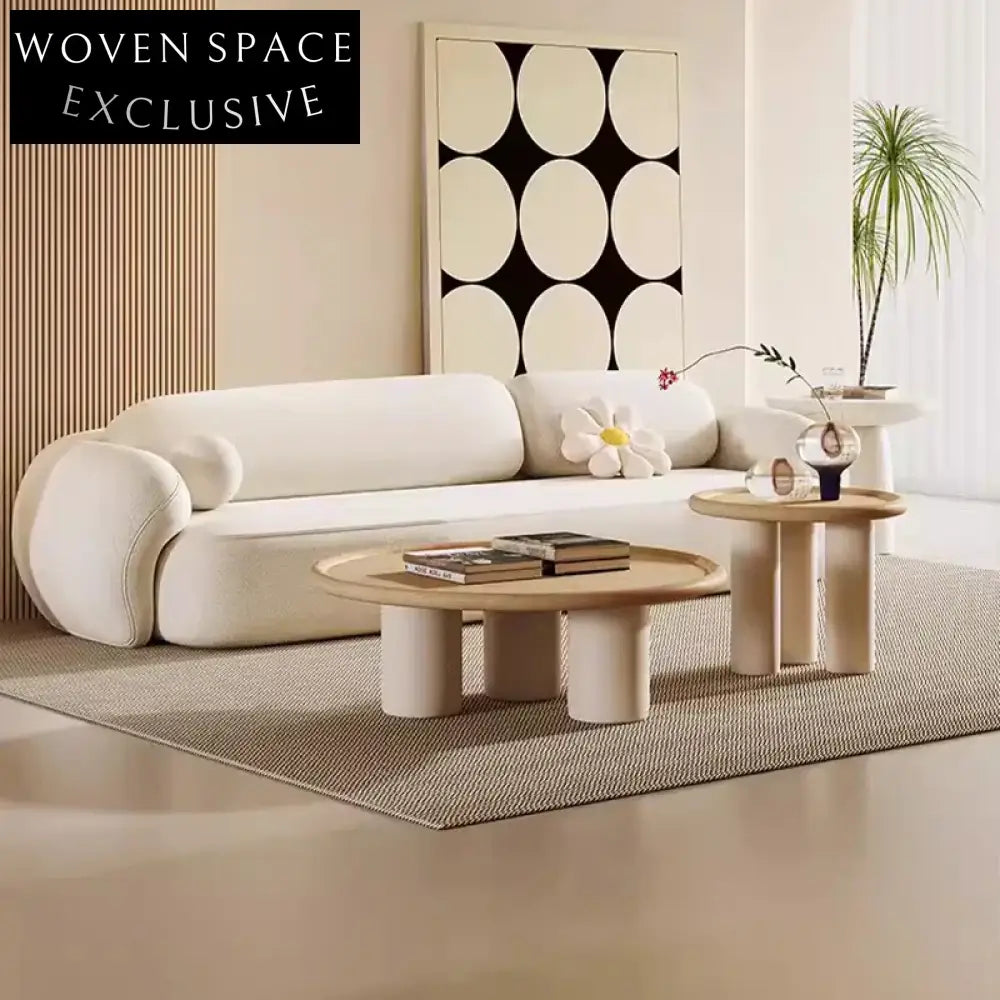 Contemporary Minimalist Ash Wood Round Coffee Table for Modern Living Spaces