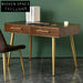 Contemporary Minimalist Solid Wood Dressing Table with Metal Base, Two Drawers