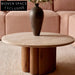 Contemporary Minimalist Travertine Stone Round Top Living Room Coffee Table