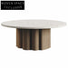 Contemporary Minimalist Travertine Stone Round Top Living Room Coffee Table