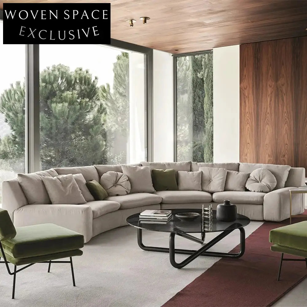 Contemporary Modular Fabric Sofa, Solid Birch Wood Frame, Plush Comfort