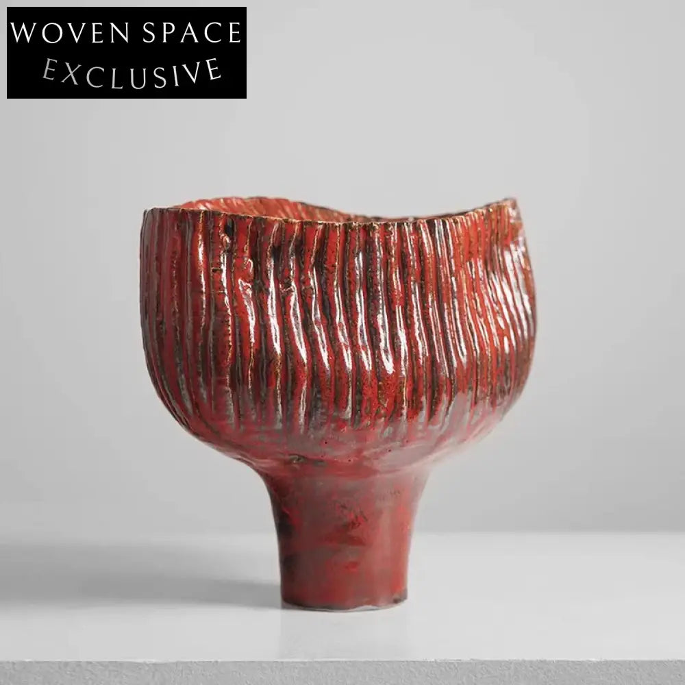 Contemporary Mushroom Shape Ink Art Black Ceramic Desk Vase for Living Room