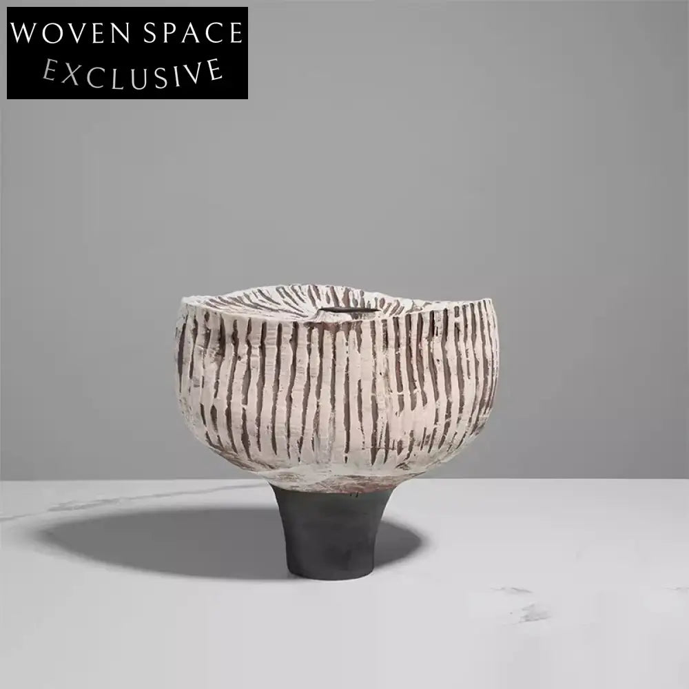 Contemporary Mushroom Shape Ink Art Black Ceramic Desk Vase for Living Room