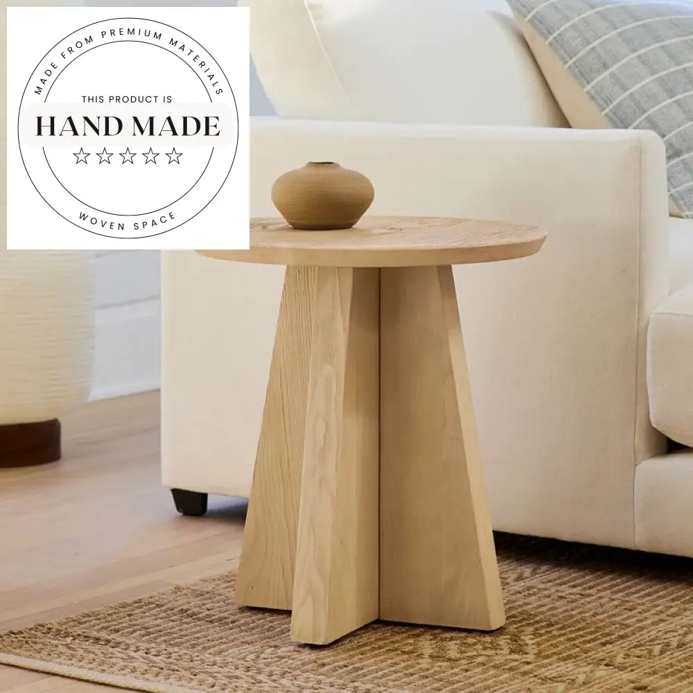 Contemporary Natural Oak Wood Accent Corner Side End Table