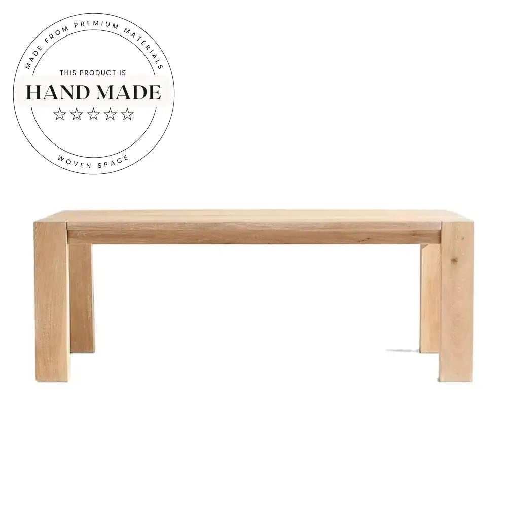 Contemporary Natural Solid White Oak Large Rectangular Dining Table