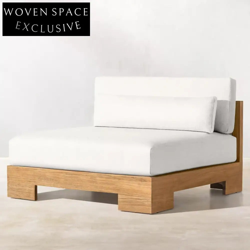 Contemporary Outdoor Modular Sectional Sofa Set with Teak Wood and Wicker