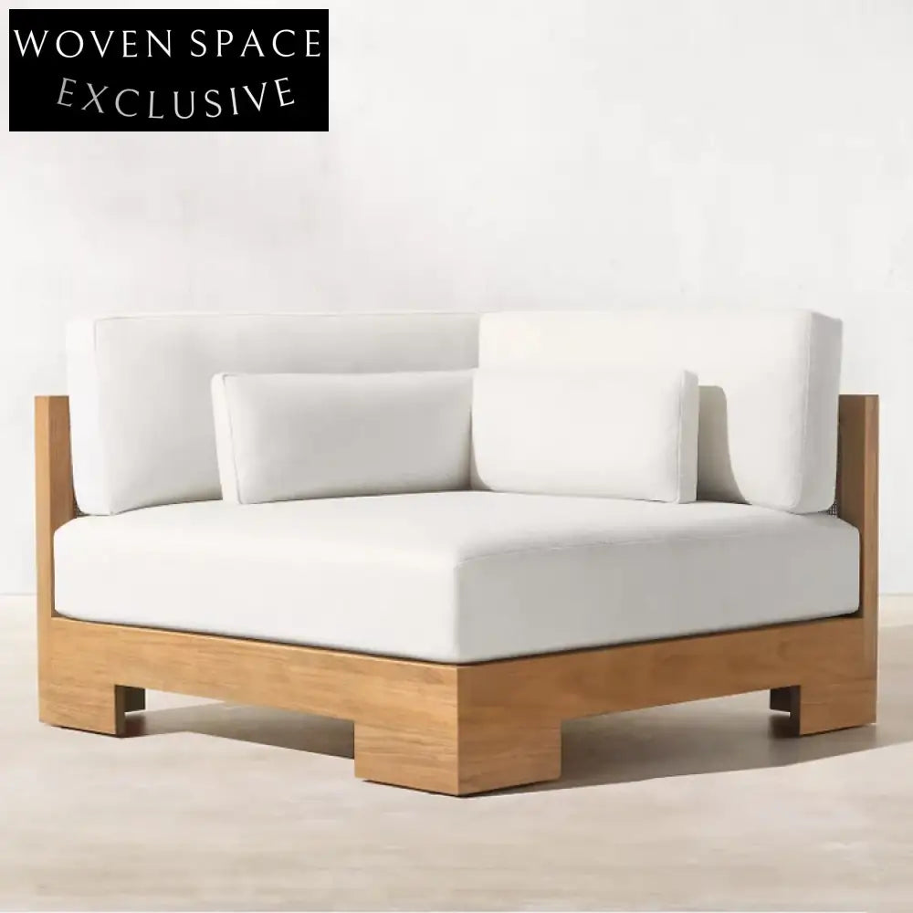 Contemporary Outdoor Modular Sectional Sofa Set with Teak Wood and Wicker