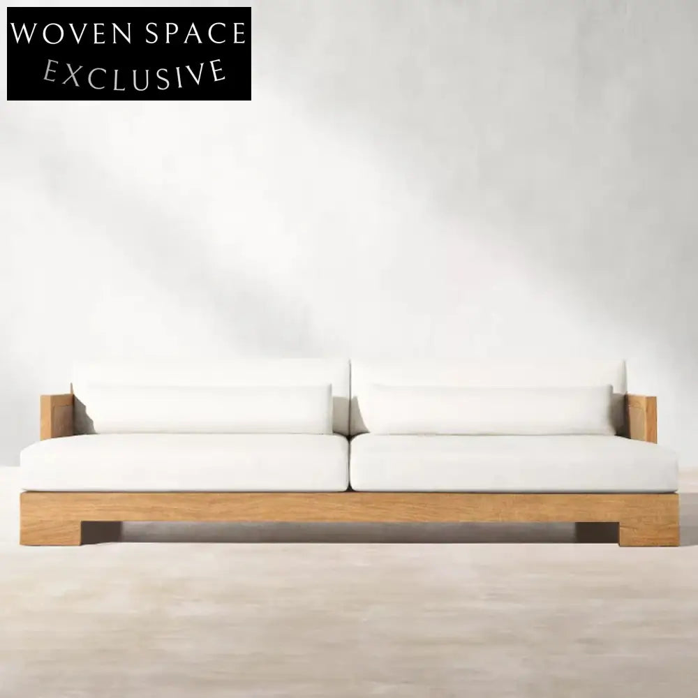 Contemporary Outdoor Modular Sectional Sofa Set with Teak Wood and Wicker