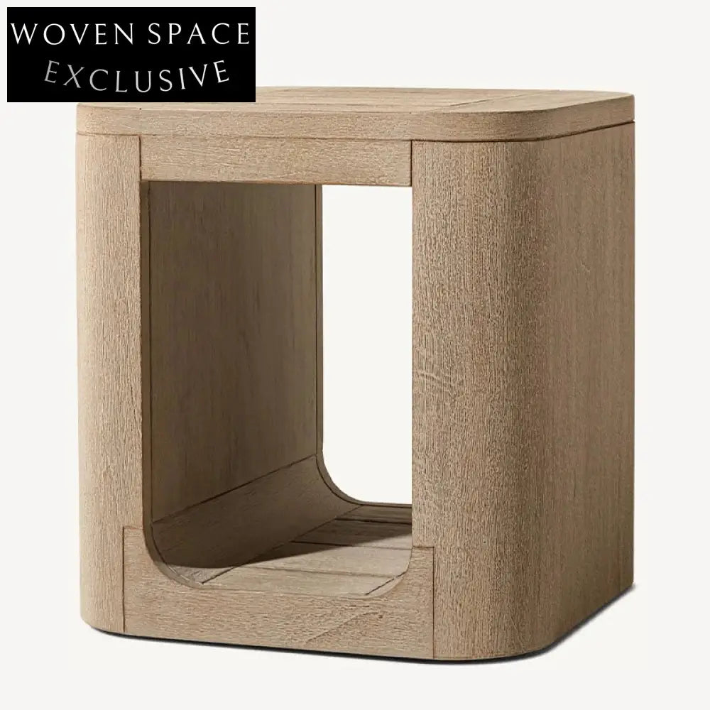 Contemporary Outdoor Teak Wood Round Tea Table with Hidden Storage
