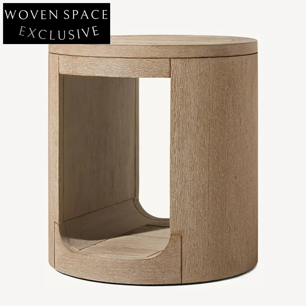 Contemporary Outdoor Teak Wood Round Tea Table with Hidden Storage