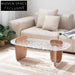Contemporary Oval Acrylic Wood Base Irregular Low Side Center Coffee Table