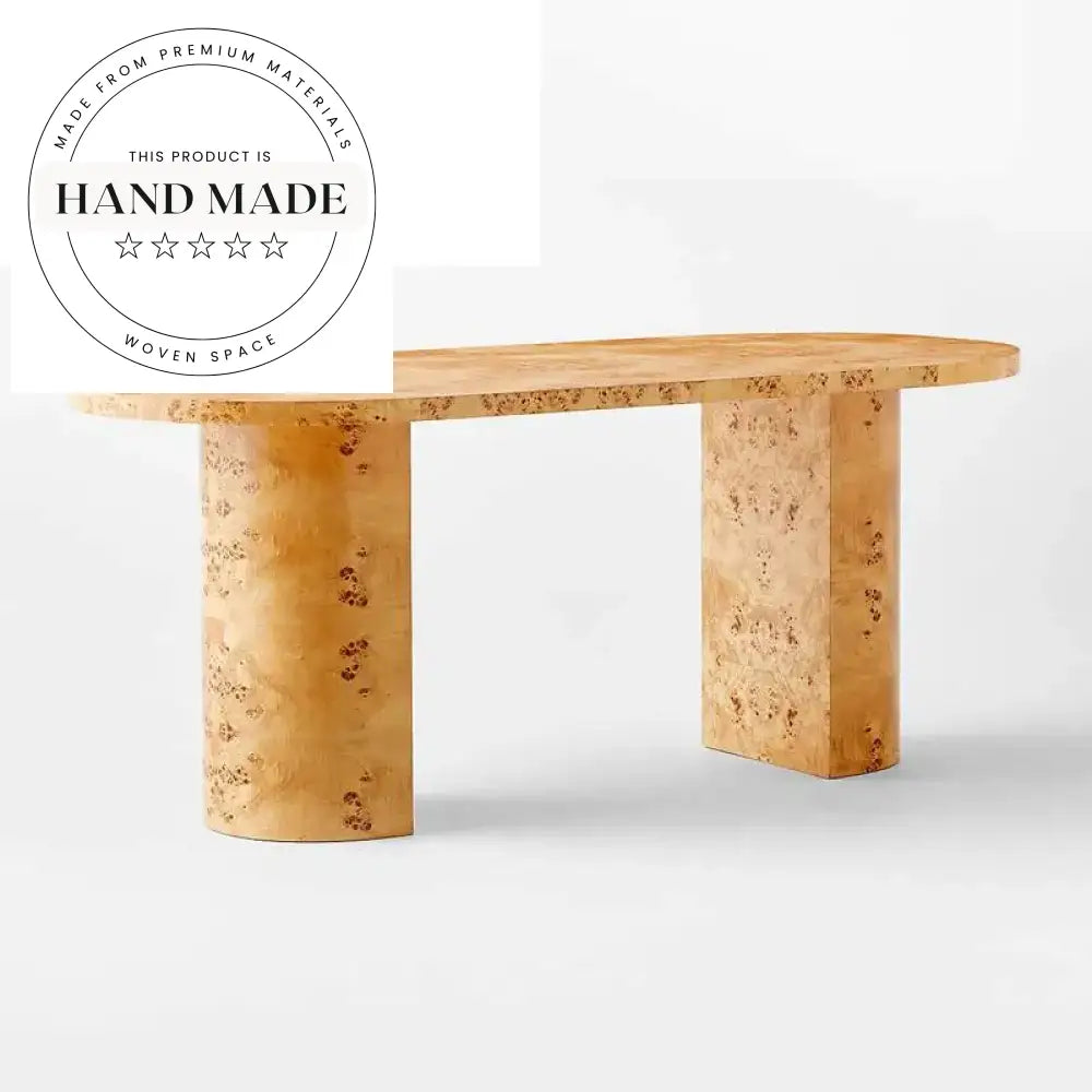 Contemporary Oval Burl Wood Secretaire Storage Writing Desk