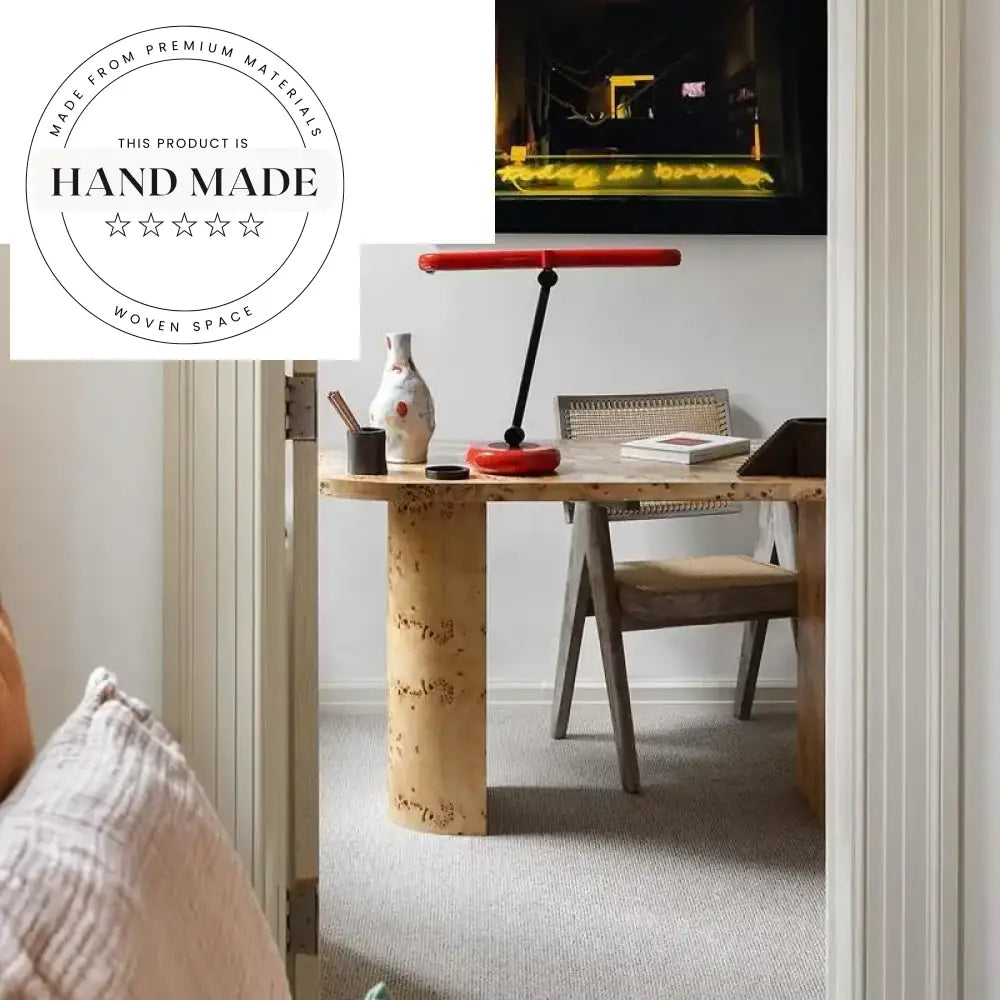 Contemporary Oval Burl Wood Secretaire Storage Writing Desk