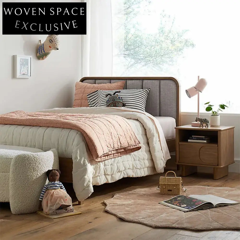 Contemporary Plywood Bedside Table with Drawers, Wooden Top, Simple Design