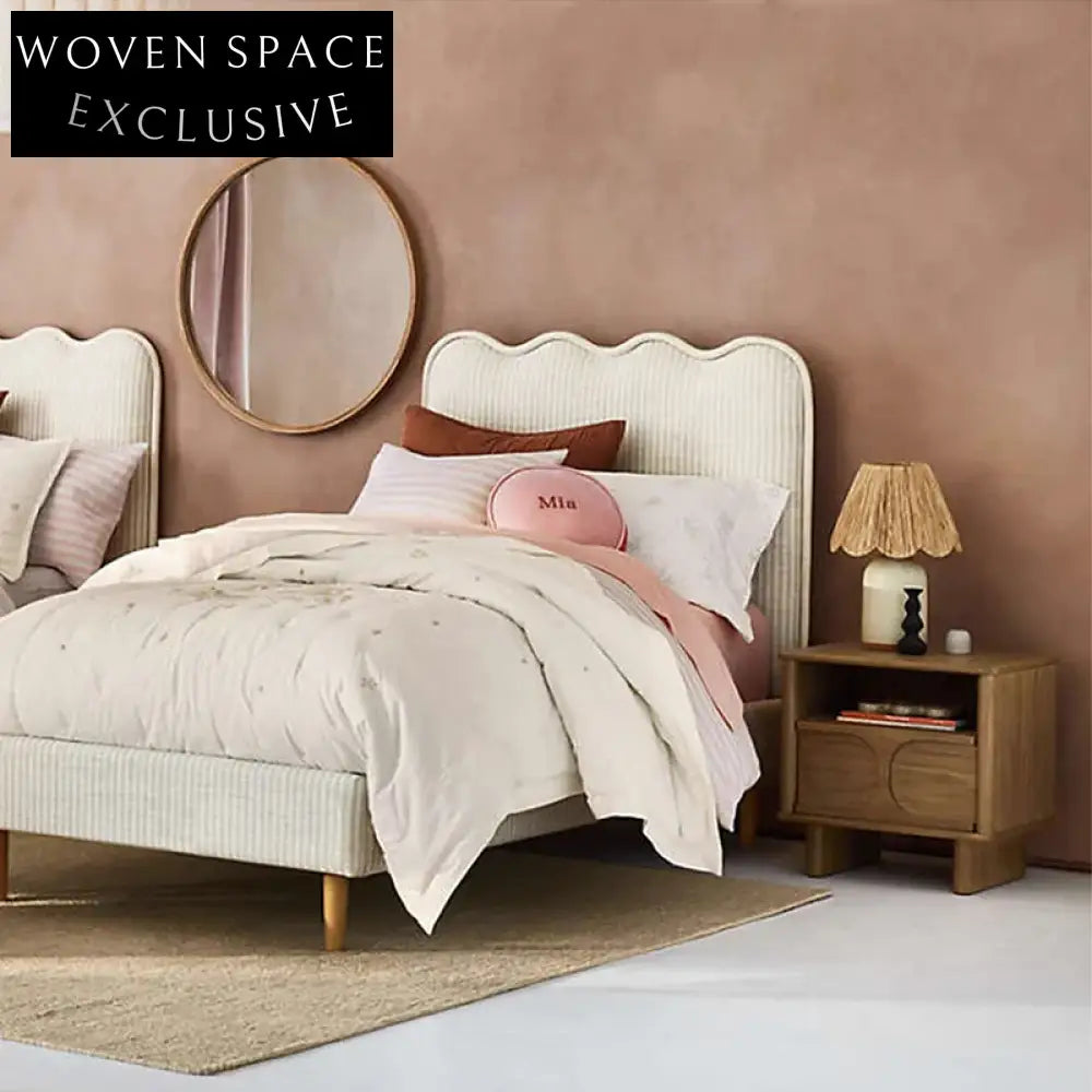 Contemporary Plywood Bedside Table with Drawers, Wooden Top, Simple Design