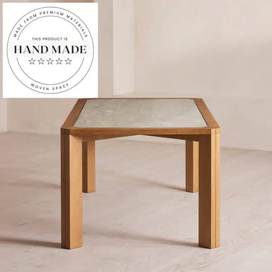 Contemporary Rectangle Natural Oak Large Luxury Marble Dining Table