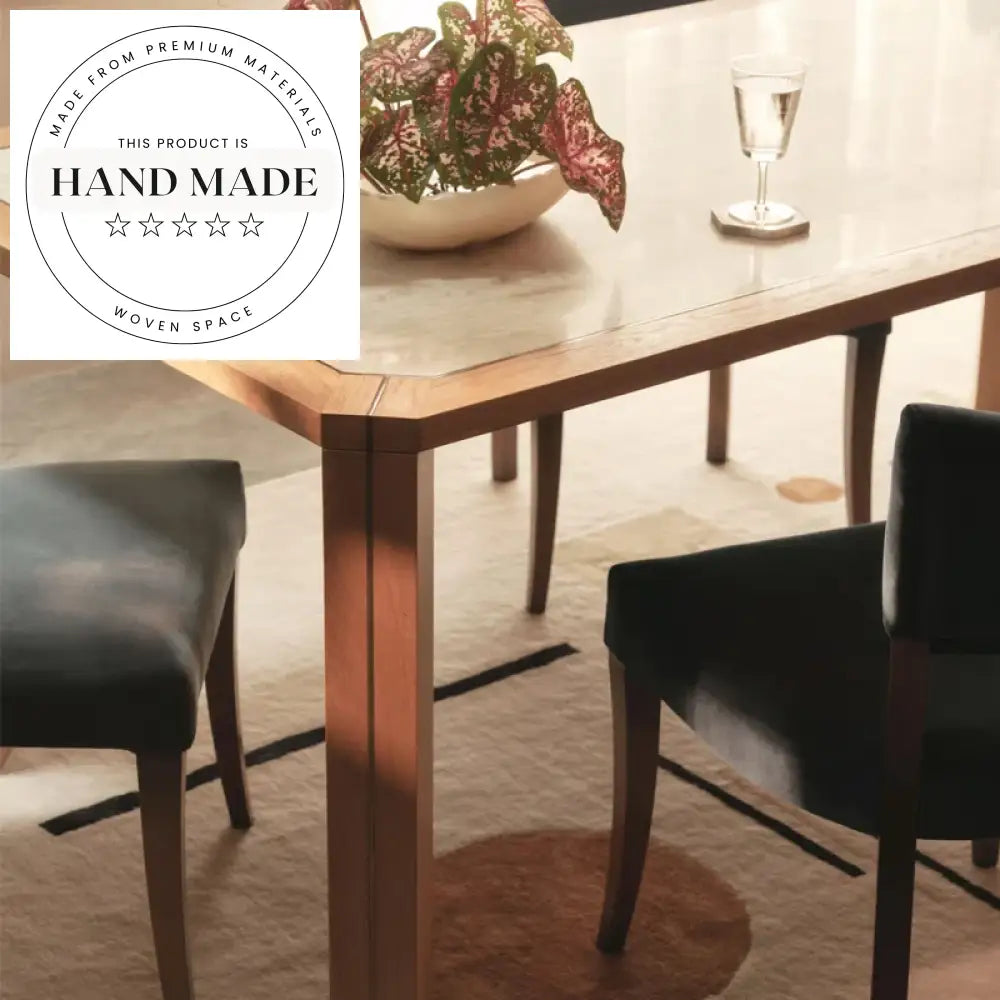 Contemporary Rectangle Natural Oak Large Luxury Marble Dining Table