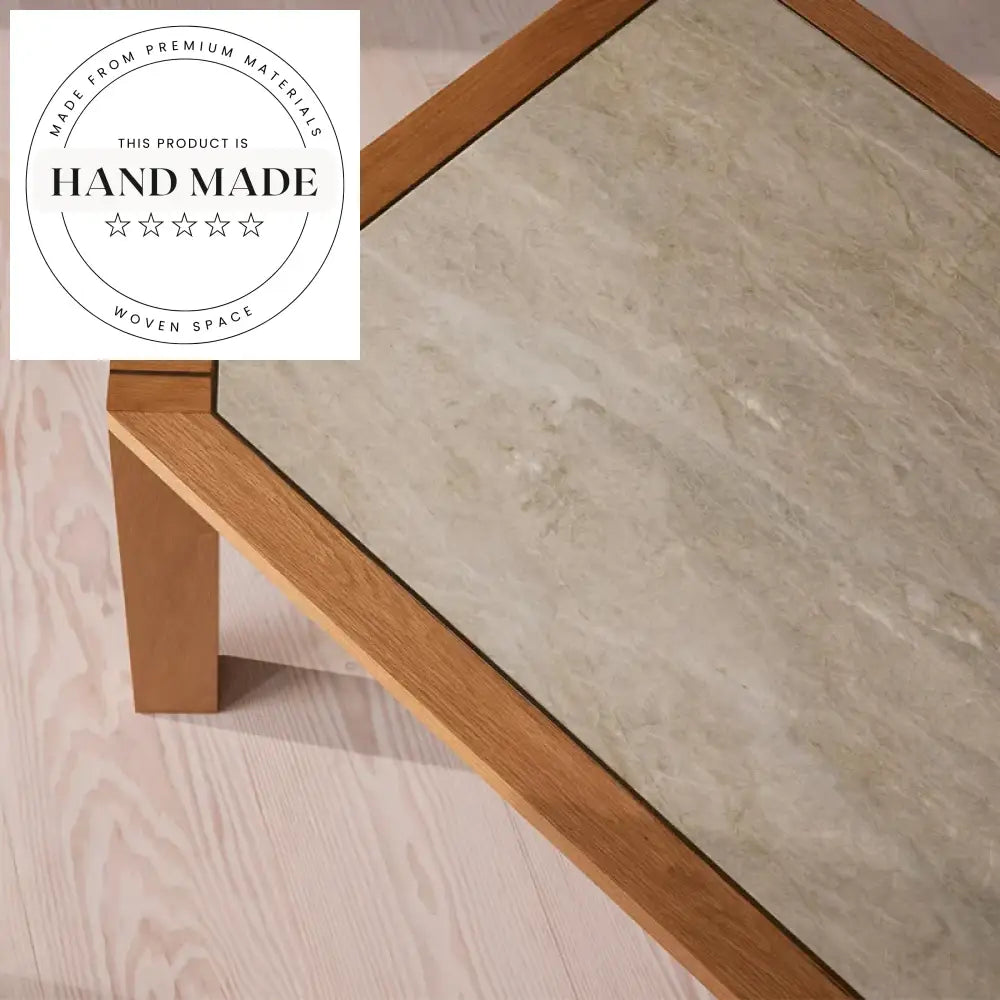 Contemporary Rectangle Natural Oak Large Luxury Marble Dining Table