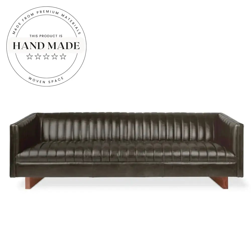 Contemporary Retro Leather Tufted Villa Living Room Sectional Sofa