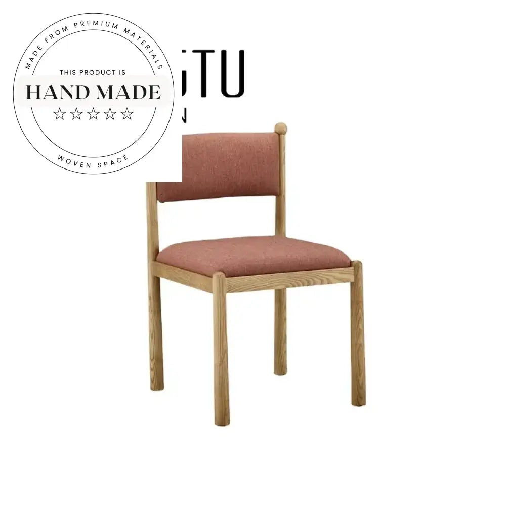 Contemporary Retro Natural Wood Oak Upholstered Dining Chair