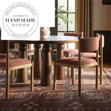 Contemporary Retro Natural Wood Oak Upholstered Dining Chair