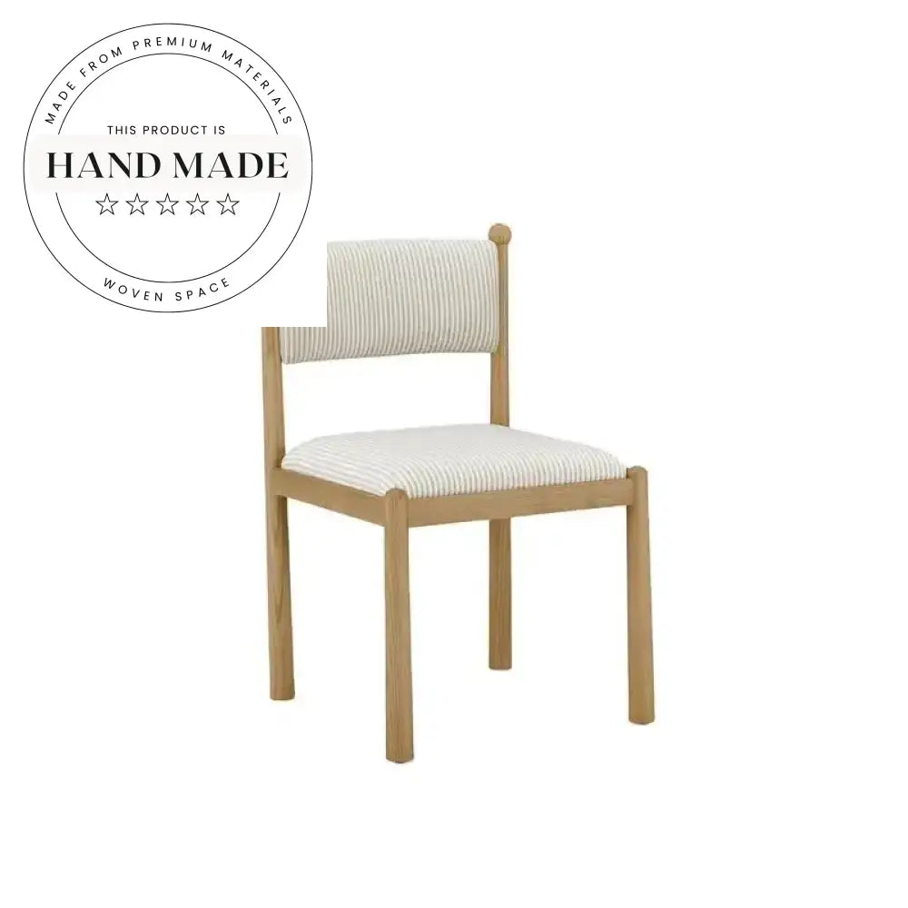 Contemporary Retro Natural Wood Oak Upholstered Dining Chair