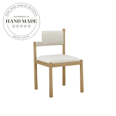 Contemporary Retro Natural Wood Oak Upholstered Dining Chair
