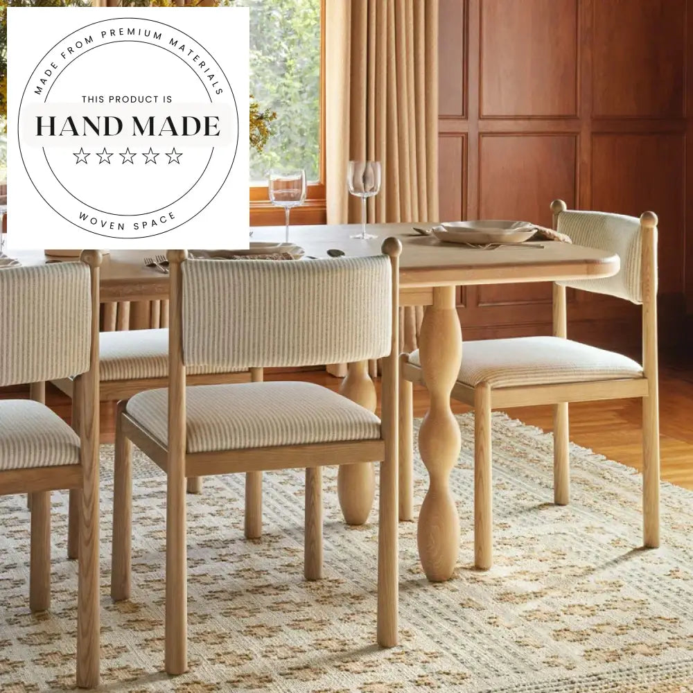 Contemporary Retro Natural Wood Oak Upholstered Dining Chair