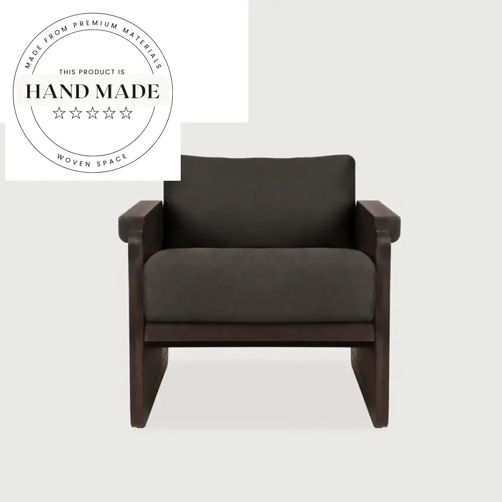 Contemporary Retro Solid Wood Fabric Upholstered Living Room Accent Chair