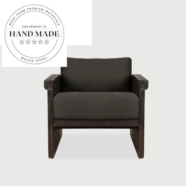 Contemporary Retro Solid Wood Fabric Upholstered Living Room Accent Chair