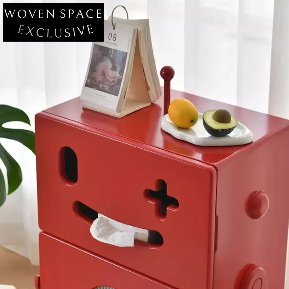 Contemporary Robot Shape Corner Table with 3-Drawer Storage Cabinet for Living Room