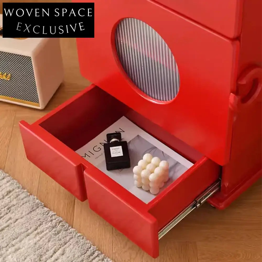 Contemporary Robot Shape Corner Table with 3-Drawer Storage Cabinet for Living Room