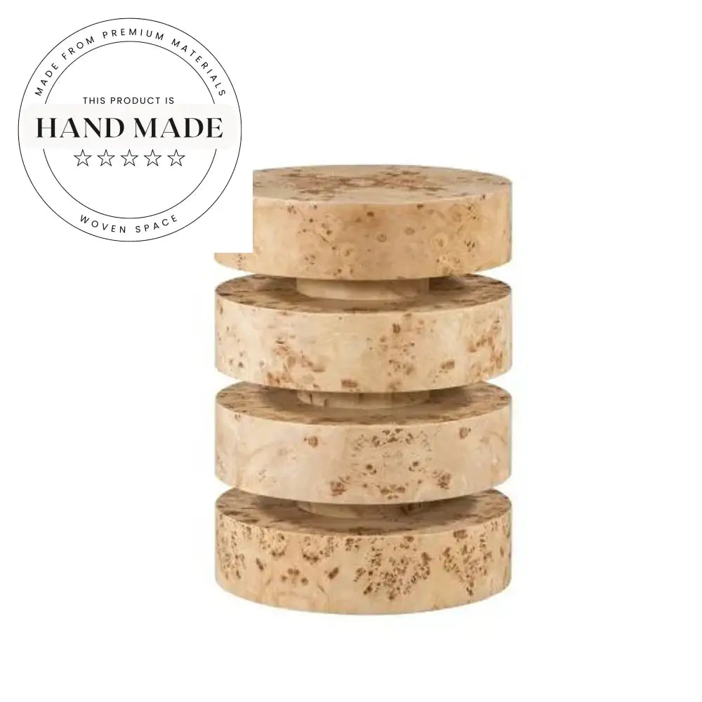 Contemporary Round Burl Wood Retro Classic Sofa Accent Side Table