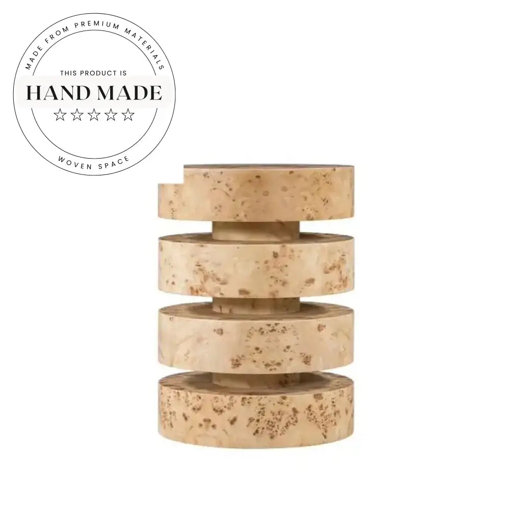 Contemporary Round Burl Wood Retro Classic Sofa Accent Side Table