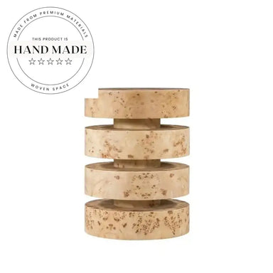 Contemporary Round Burl Wood Retro Classic Sofa Accent Side Table